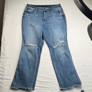 Judy Blue Light Wash Distressed Straight-Leg Jeans